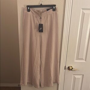 Posh Beige Wide-Leg Pants